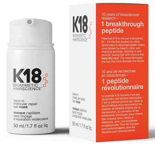 K18 Leave-In Molecular Hair Mask, Repairs Dry or Damaged Hair